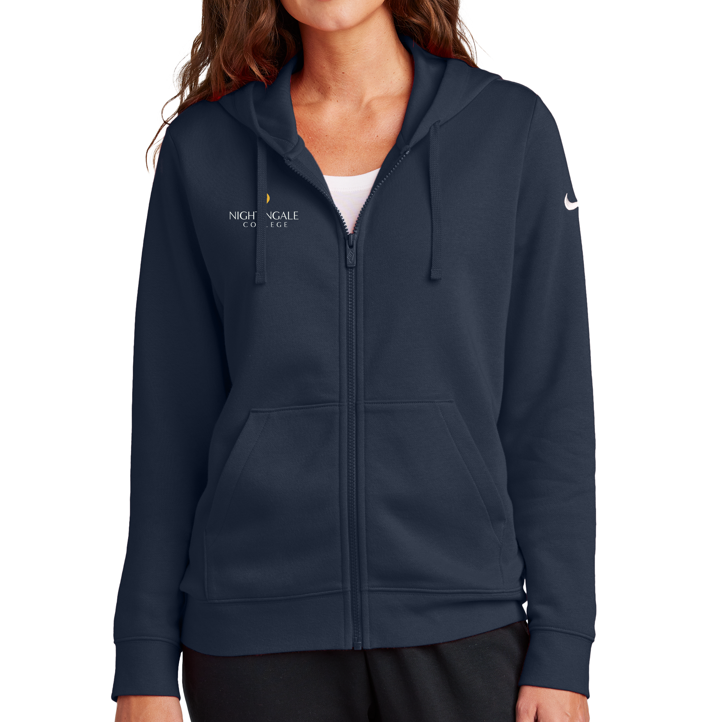 Nike Ladies Club Fleece Sleeve Swoosh Full-Zip Hoodie