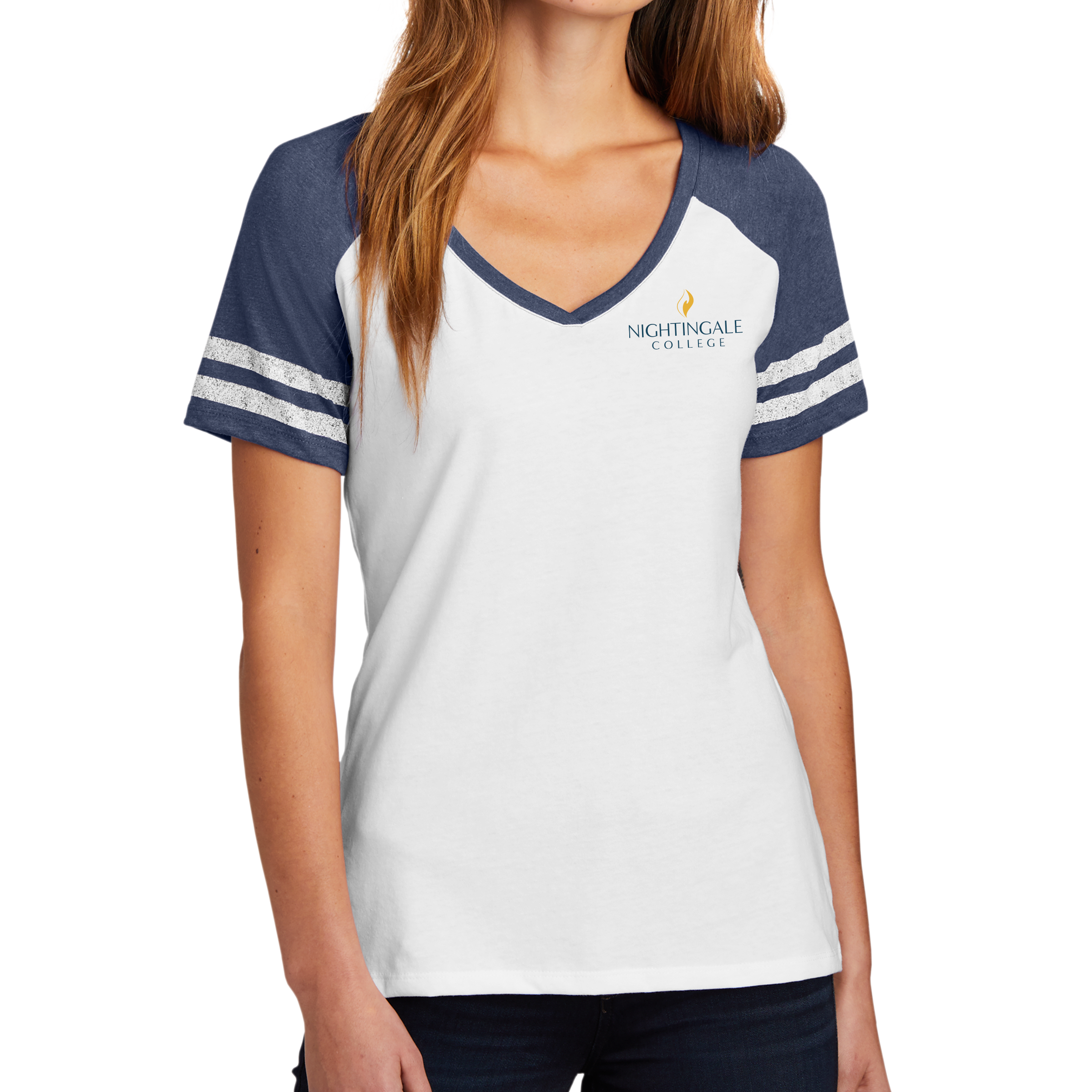 District Made® Ladies Game V-Neck Tee